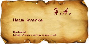 Haim Avarka névjegykártya